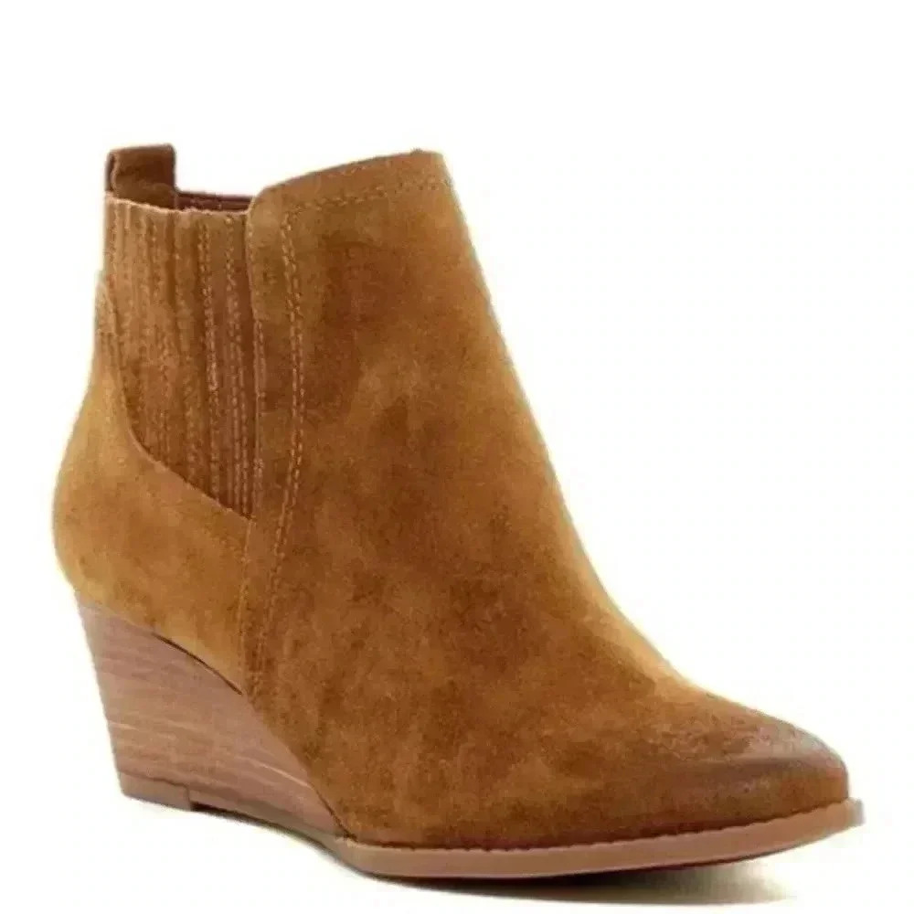 Franco Sarto WAYRA cognac tan suede ankle wedge boots from Franco Sarto sz 10